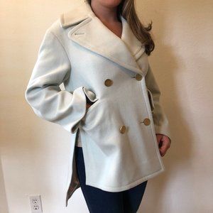 Club Monaco Valeska Mint & Gold Button Coat